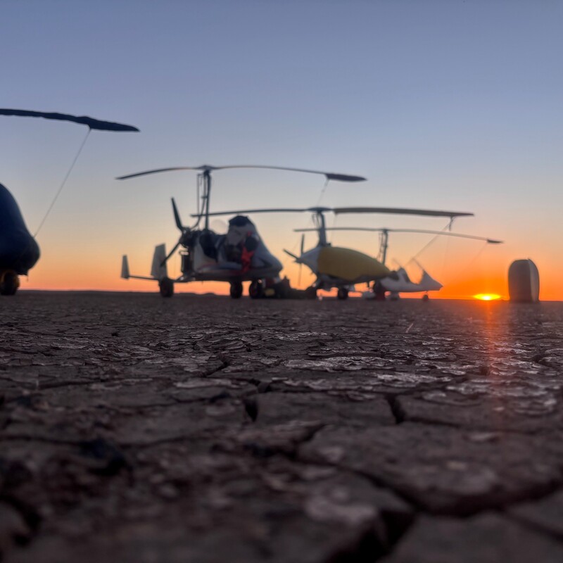 Gyros against the sunset backdrop